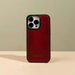 iPhone 16 Series Red Leather Wallet Case - New York