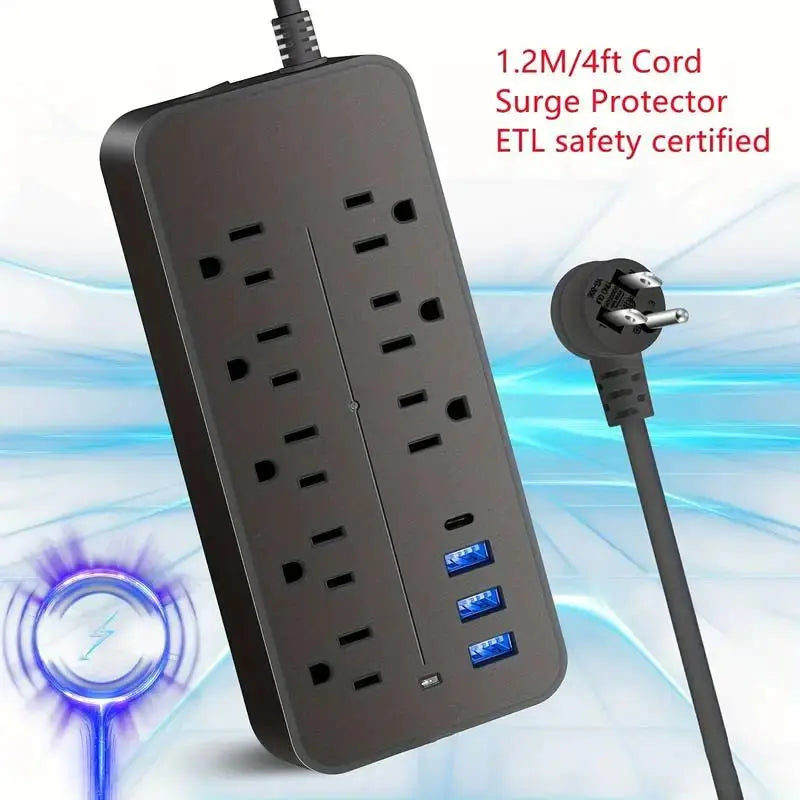 Elite SurgeGuard Power Station – 8 AC Sockets & 4 USB Ports with Robust Extension