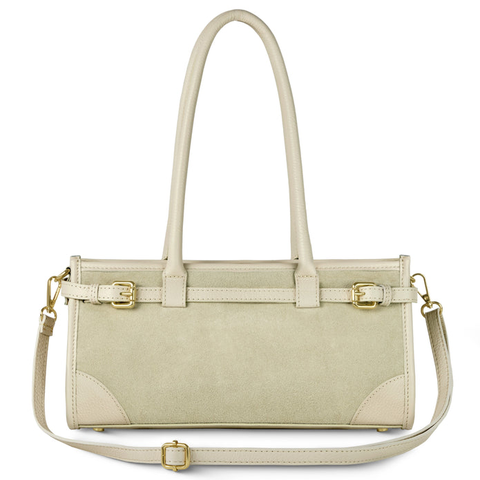 Italian Genuine Suede & Full-Grain Leather Shoulder Bag | Lodi