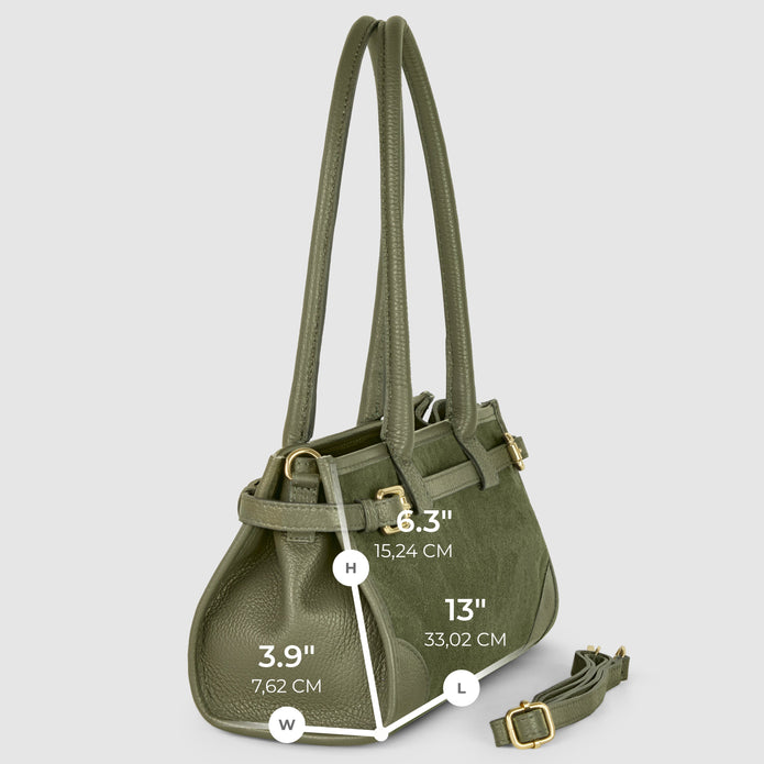 Italian Genuine Suede & Full-Grain Leather Shoulder Bag | Lodi