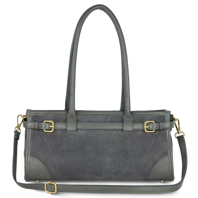 Italian Genuine Suede & Full-Grain Leather Shoulder Bag | Lodi