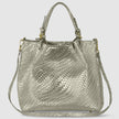 Italian Genuine Basketweave-Embossed Metallic Suede Top-Handle Bag | Imperia