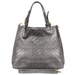 Italian Genuine Basketweave-Embossed Metallic Suede Top-Handle Bag | Imperia