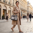 Italian Genuine Basketweave-Embossed Metallic Suede Top-Handle Bag | Imperia
