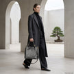 Italian Genuine Woven-Embossed Metallic Suede Top-Handle Bag | Savona