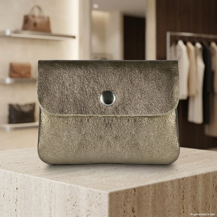 Italian Genuine Metallic Suede Wallet | Assisi
