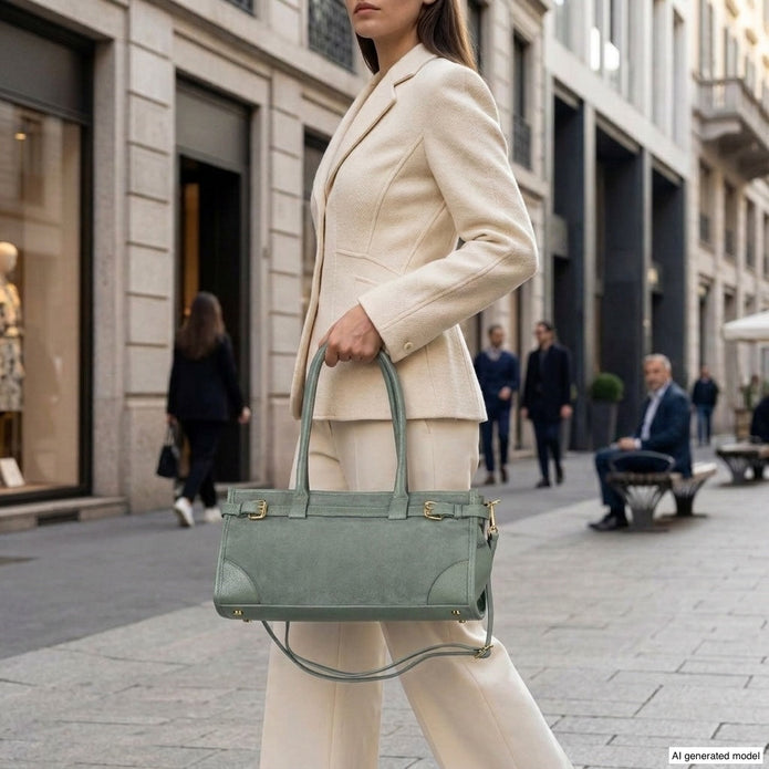 Italian Genuine Suede & Full-Grain Leather Shoulder Bag | Lodi