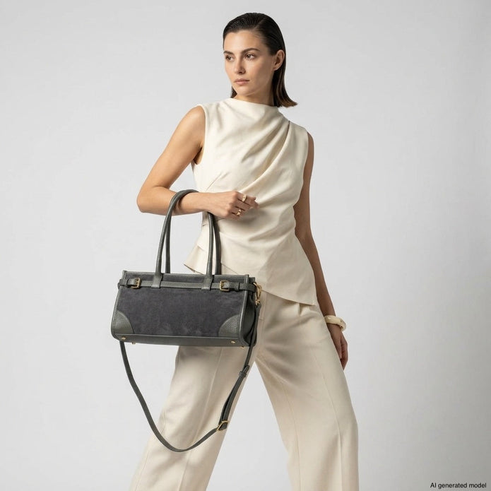Italian Genuine Suede & Full-Grain Leather Shoulder Bag | Lodi