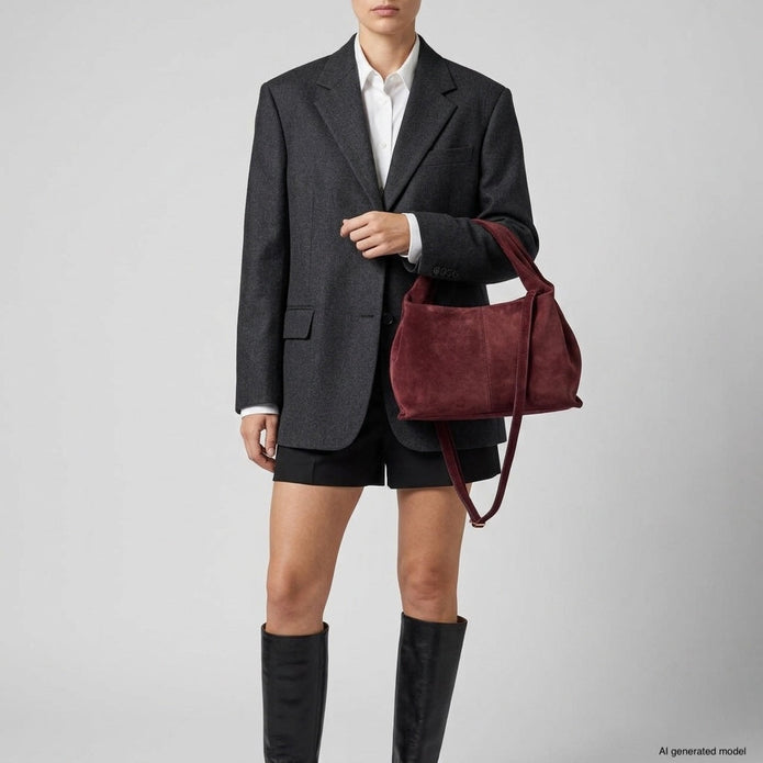 Italian Genuine Suede Shoulder Bag | Ferrara