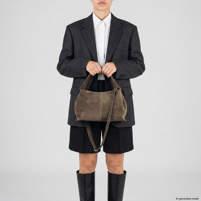 Italian Genuine Suede Shoulder Bag | Ferrara