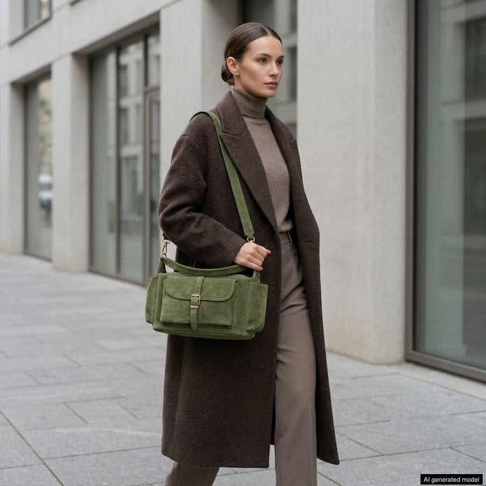 Italian Genuine Suede Shoulder Bag | Sondrio