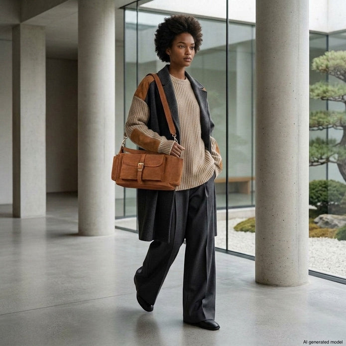 Italian Genuine Suede Shoulder Bag | Sondrio