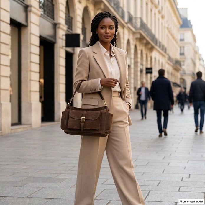 Italian Genuine Suede Shoulder Bag | Sondrio