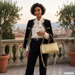 Italian Genuine Woven-Embossed Metallic Suede Crossbody Bag | Roma