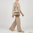 Italian Genuine Woven-Embossed Metallic Suede Crossbody Bag | Roma