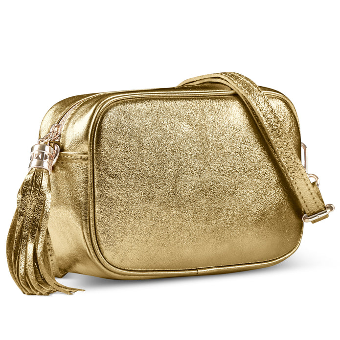 Italian Genuine Metallic Suede Crossbody Bag | Gubbio