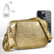 Italian Genuine Metallic Suede Crossbody Bag | Gubbio