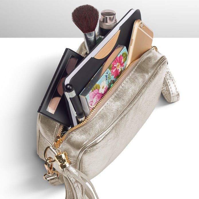 Italian Genuine Metallic Suede Crossbody Bag | Gubbio