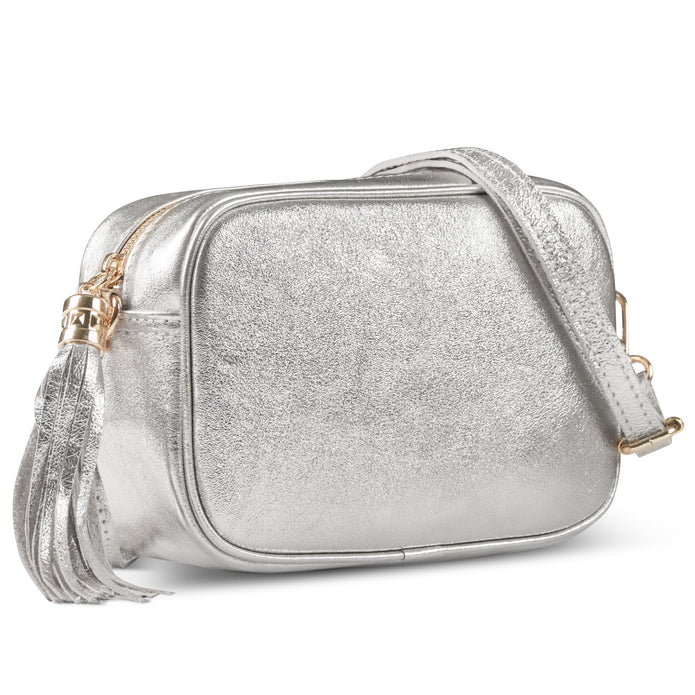 Italian Genuine Metallic Suede Crossbody Bag | Gubbio