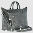 Italian Genuine Basketweave-Embossed Metallic Suede Top-Handle Bag | Treviso