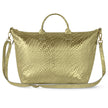 Italian Genuine Basketweave-Embossed Metallic Suede Top-Handle Bag | Treviso