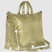 Italian Genuine Basketweave-Embossed Metallic Suede Top-Handle Bag | Treviso