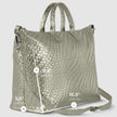 Italian Genuine Basketweave-Embossed Metallic Suede Top-Handle Bag | Treviso