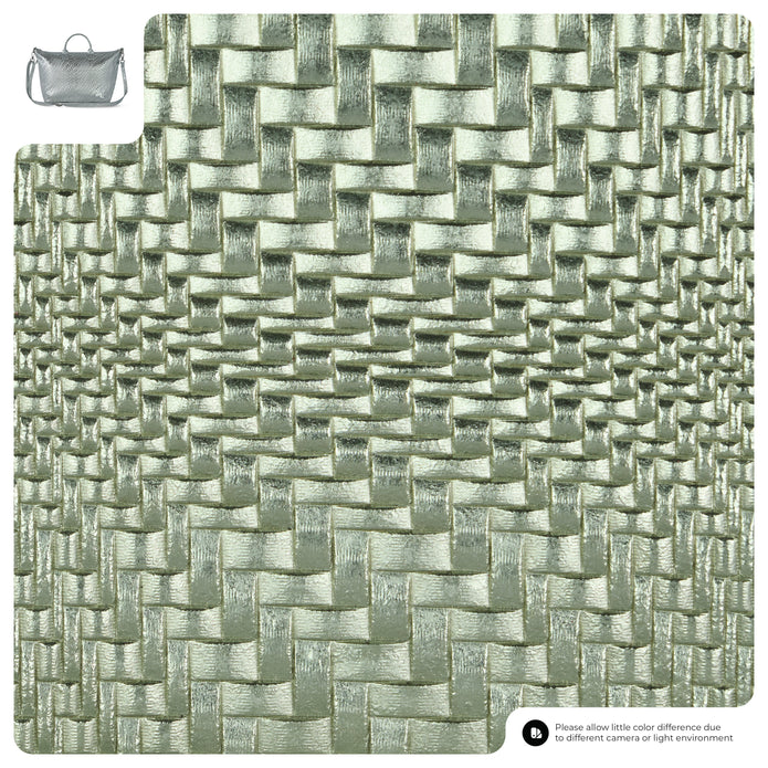 Italian Genuine Basketweave-Embossed Metallic Suede Top-Handle Bag | Treviso