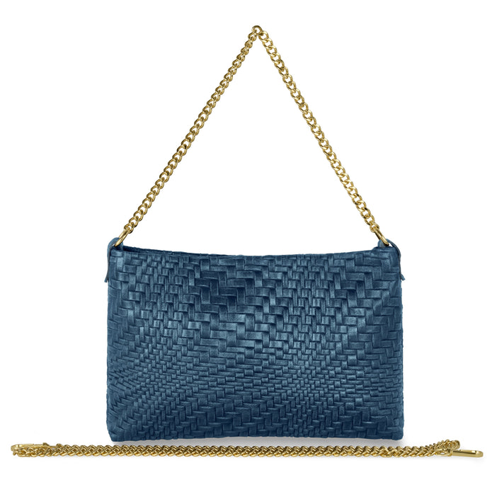 Italian Genuine Basketweave-Embossed Suede Crossbody Bag | Bergamo