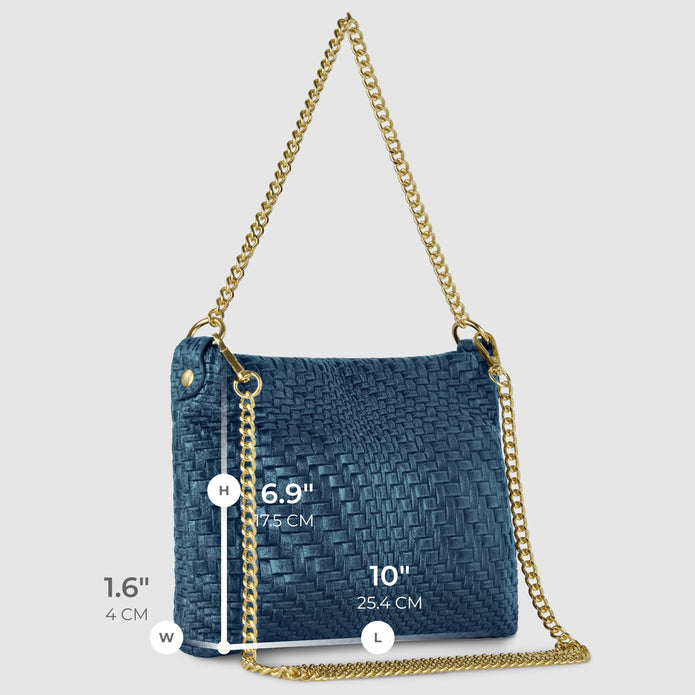 Italian Genuine Basketweave-Embossed Suede Crossbody Bag | Bergamo