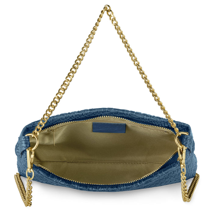 Italian Genuine Basketweave-Embossed Suede Crossbody Bag | Bergamo
