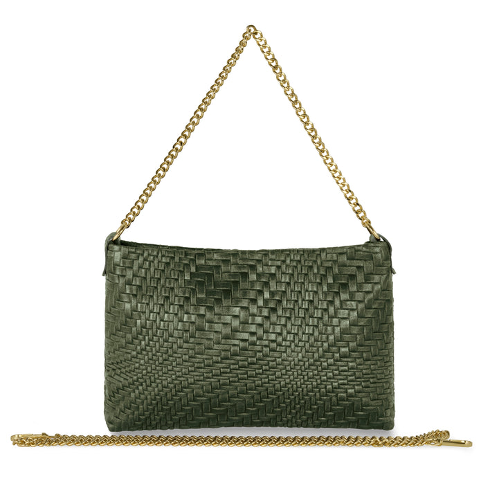 Italian Genuine Basketweave-Embossed Suede Crossbody Bag | Bergamo