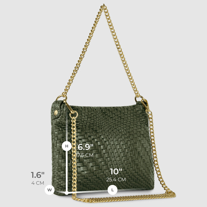 Italian Genuine Basketweave-Embossed Suede Crossbody Bag | Bergamo