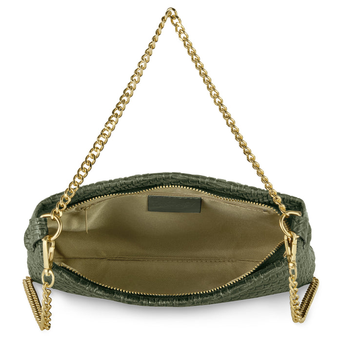 Italian Genuine Basketweave-Embossed Suede Crossbody Bag | Bergamo