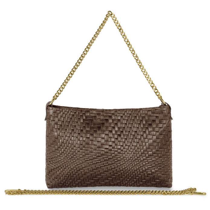Italian Genuine Basketweave-Embossed Suede Crossbody Bag | Bergamo