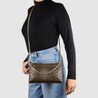 Italian Genuine Basketweave-Embossed Suede Crossbody Bag | Bergamo