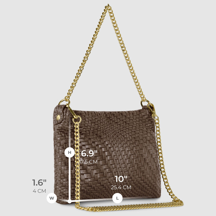 Italian Genuine Basketweave-Embossed Suede Crossbody Bag | Bergamo