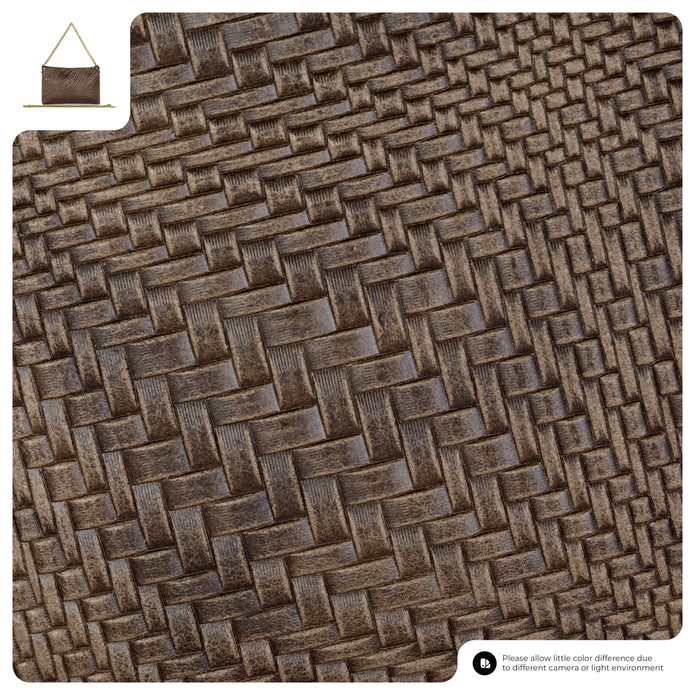 Italian Genuine Basketweave-Embossed Suede Crossbody Bag | Bergamo