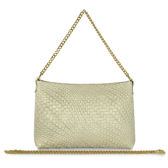 Italian Genuine Basketweave-Embossed Suede Crossbody Bag | Bergamo