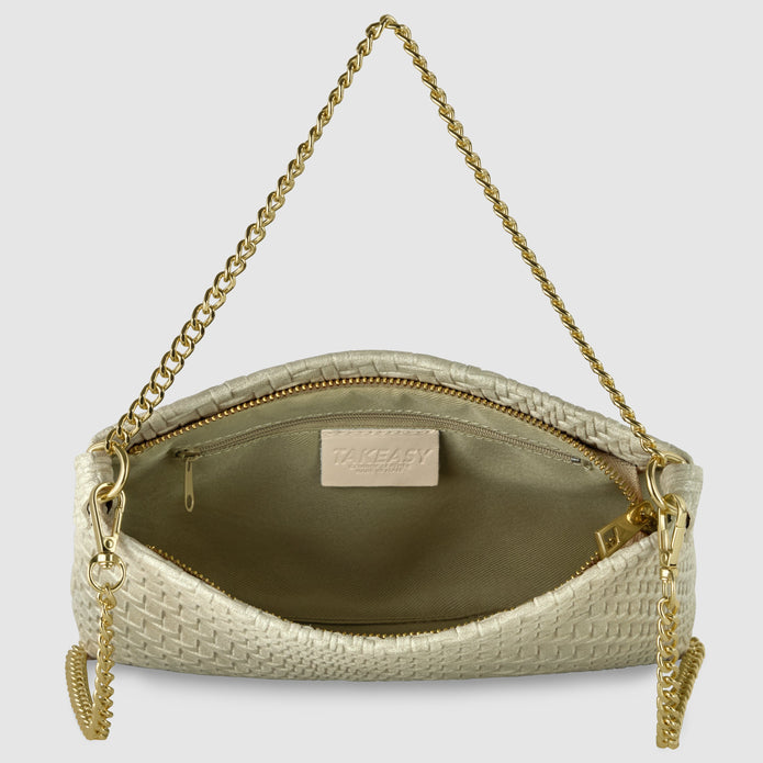 Italian Genuine Basketweave-Embossed Suede Crossbody Bag | Bergamo