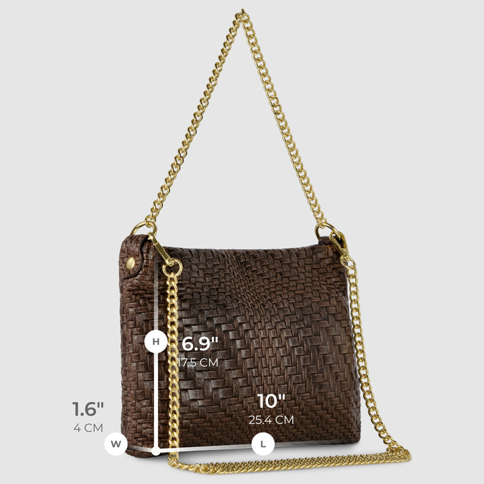 Italian Genuine Basketweave-Embossed Suede Crossbody Bag | Bergamo