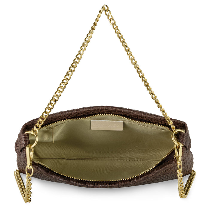 Italian Genuine Basketweave-Embossed Suede Crossbody Bag | Bergamo