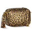 Italian Genuine Leopard-Print Metallic Suede Crossbody Bag | Potenza
