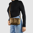 Italian Genuine Leopard-Print Metallic Suede Crossbody Bag | Potenza