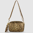 Italian Genuine Leopard-Print Metallic Suede Crossbody Bag | Potenza