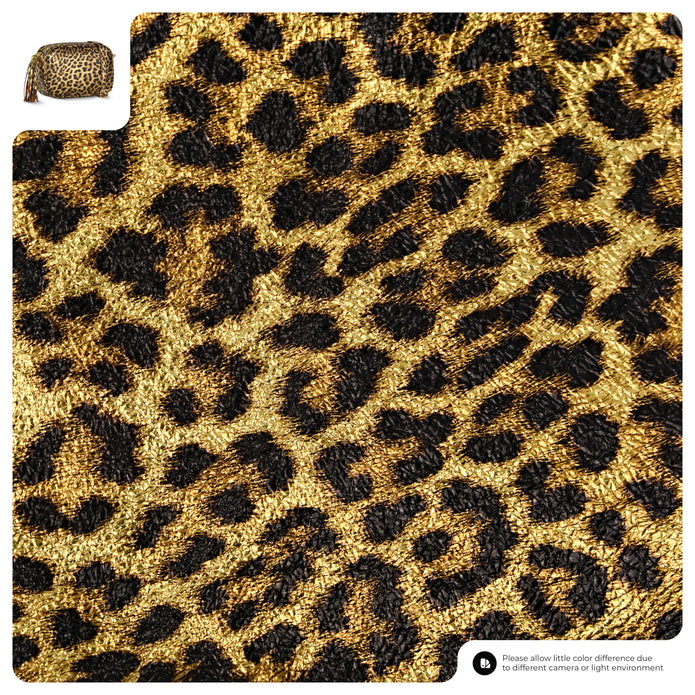 Italian Genuine Leopard-Print Metallic Suede Crossbody Bag | Potenza
