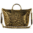Italian Genuine Leopard-Print Metallic Suede Top-Handle Bag | Rimini