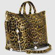 Italian Genuine Leopard-Print Metallic Suede Top-Handle Bag | Rimini