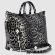 Italian Genuine Leopard-Print Metallic Suede Top-Handle Bag | Rimini