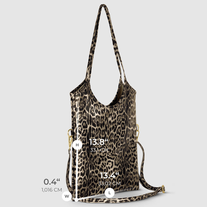 Italian Genuine Leopard-Print Metallic Suede Tote Bag | Catania